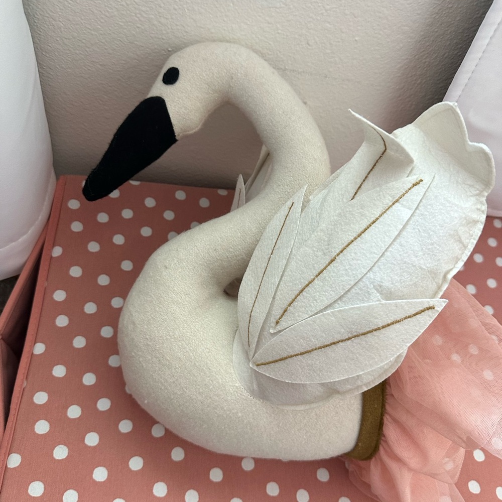 Rare Pillowfort White and Gold Swan Plush